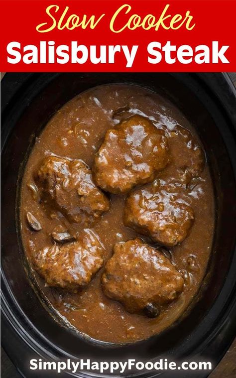 Salisbury Steak Crockpot, Ground Beef Patties, Salisbury Steaks, Meals Crockpot, Salisbury Steak Recipe, Slow Cooker Salisbury Steak, Crockpot Steak, Resep Smoothie, Vegetarian Crockpot Recipes