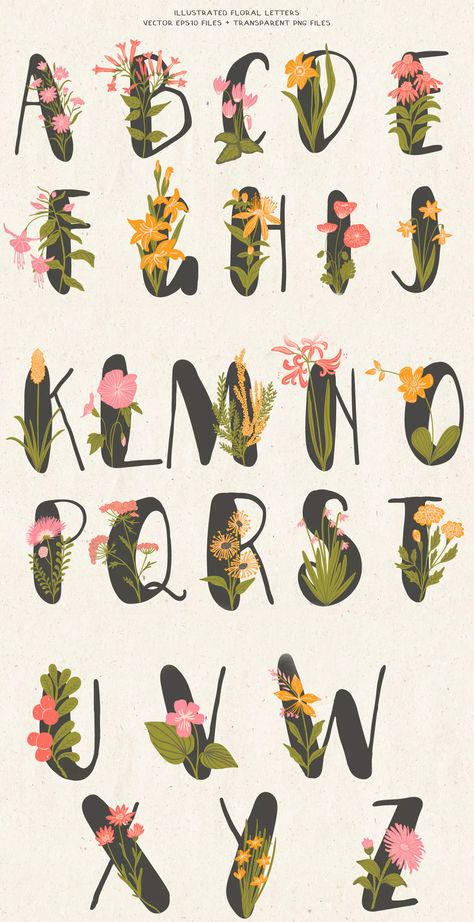 Caligraphy Alphabet Floral, Floral Typography Alphabet, Cottage Core Letters, Botanical Lettering Fonts, Plant Font Alphabet, Plant Alphabet Letters, Flower Alphabet Letters Fonts, Letters With Flowers Fonts, Font With Flowers