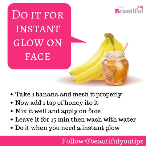 Good Face Mask, Face Masks At Home, Banana And Honey, Glowing Skin Naturally, Remedies For Glowing Skin, Crappy Day, Mask Recipes, Diy Beauty Treatments, Honey Face Mask