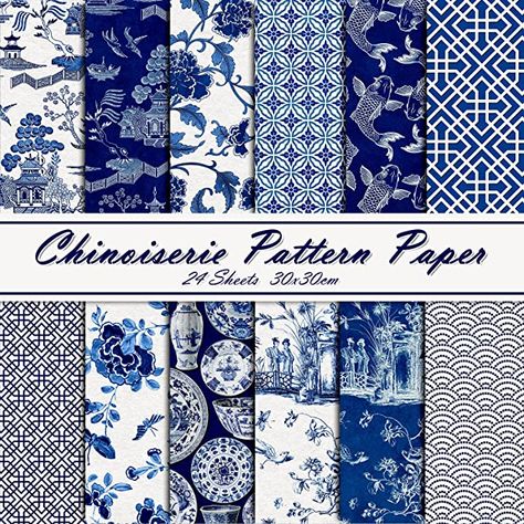 Amazon.com : Whaline 12 Design Chinoiserie Pattern Paper 24 Sheet Blue China Scrapbook Specialty Paper Double-Sided Collection Oriental Decorative Craft Paper for Chinoiserie Card Making Scrapbook : Arts, Crafts & Sewing Blue China Patterns, Chinoiserie Christmas Tree, Chinoiserie Patterns, Chinoiserie Pattern, Decoupage Tissue Paper, Chinoiserie Decorating, Blue And White Chinoiserie, How To Make Scrapbook, Crafting Paper