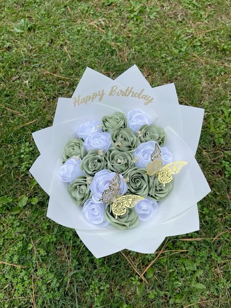 Eternal bouquet 💐 Eternal Rose Bouquet Valentines, Ramo Flowers Ribbon, Ramo Ribbon Bouquet, Eternal Ribbon Roses Bouquet, Small Ribbon Rose Bouquet, Ribbon Roses Bouquet For Boys, Birthday Ribbon Bouquet, Flower Bouquet Ribbon Ideas, Bouquet Of Ribbon Flowers