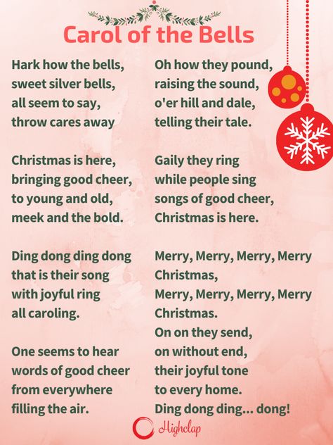 Carol of the Bells, is a traditional Christmas carol song. It is composed by Mykola Leontovych and written by Peter J. Wilhousky. The song is based on the Ukrainian folk chant "Shchedryk". Quotes From A Christmas Carol, Carol Of The Bells Lyrics, Christmas Hymns Lyrics, Song Games, Thailand Video, Funny Christmas Songs, Christmas Carols Lyrics, Christmas Carols Songs, Carol Songs