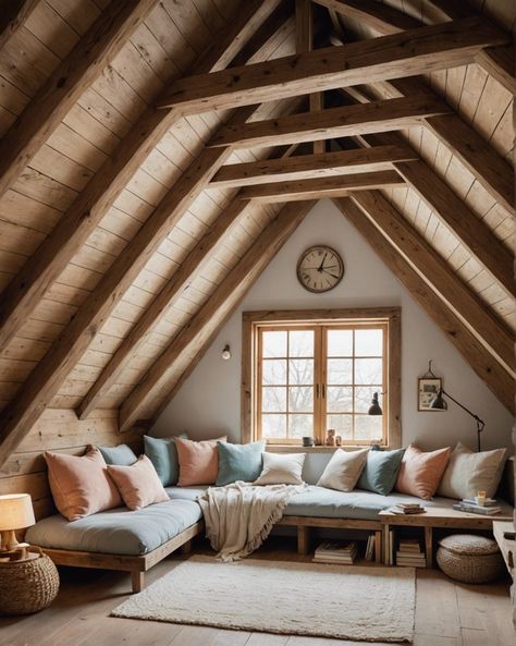 20 Cozy Attic Bedroom Ideas To Transform Your Space – ToolzView Pitched Ceiling Bedroom Attic Rooms, Rustic Attic Bedroom Ideas, Attic Ideas Low Ceiling, Attic Room Ideas Cozy Spaces, Loft Spaces Ideas, Attic Office Space, Attic Living Room Ideas, Cool Attic Rooms, Finished Attic Ideas