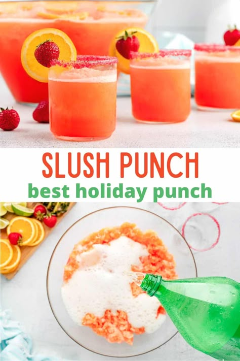 Jello Slush Punch, Old Fashion Punch Recipe, Punch Made With Jello, Southern Comfort Slush, Christmas Slushie Drinks, Christmas Punch Recipes With Sherbet, Newfie Slush Recipe, Easy Wedding Punch Recipes, Slushy Punch Recipes Non Alcoholic