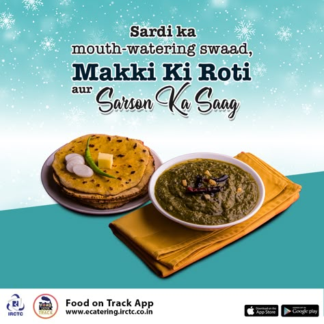 Winter Food Ads, Winter Food Creative Ads, Bhojan Thali, Breadbox Ideas, Creative Designs Ideas, Train Seat, Chole Bhature, Standee Design, Restaurant Aesthetic