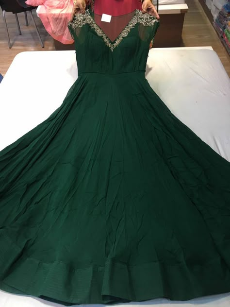 Dark Green Gown Indian, Dark Green Anarkali Dress, Dark Green Suit Women Indian, Anarkali Net Dress, Green Net Dress, Dark Green Kurti, Dark Green Anarkali, Net Anarkali Dresses, Green Anarkali Dress