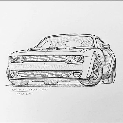 Wheels Wonderland: Pinspiration for Every Car Lover -  #Car #Lover #Pinspiration #Wheels #Wonderland Easy Car Drawing Simple, Anime Car Drawing, Old Car Drawing Sketch, Dodge Challenger Sketch, Cartoon Cars Drawing Simple, Art Cars Drawing Sketches, Drawing Cars Sketches, Car Drawing Sketches Easy, Easy Car Sketch