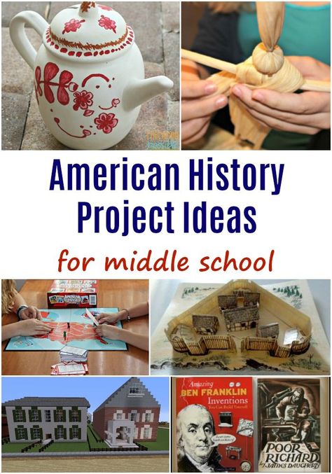 History Projects For Middle School, Us History Projects High School, Hands On History Middle School, Social Studies Bell Ringers, History Project Ideas, Colonial Activities, Colonial Games, Middle School History Activities, High School American History