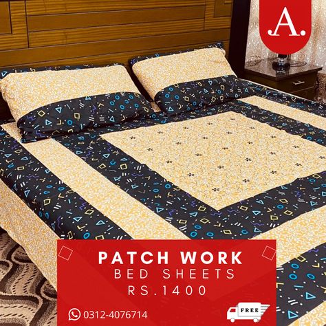 New patchwork bed sheets • Export Quality • Free Delivery • 3 Piece Pure Cotton • Colored Guaranteed • Price 1400/-PKR Only • Different Designs And Colors Are Available In Stock Feel Free to ask any query: Contact Us: 0312-4076714 Visit Now: https://bit.ly/34Z99UJ What's App https://wa.link/lflxjn #Bedsheets #Bedding #Bedroomideas #bedroomdecoration #bed #bedset #bedsets #bedroomgoals #bedroominspiration #bedroomlove #bedroomdecor #bedroom #luxurybedding #bedroomstyling #bedifferent #Com Patch Work Bedsheets Design, Work Bed, Bedroom Goals, Creative Things, What's App, Patch Work, Bed Sheet, Luxury Bedding, Bedroom Inspirations