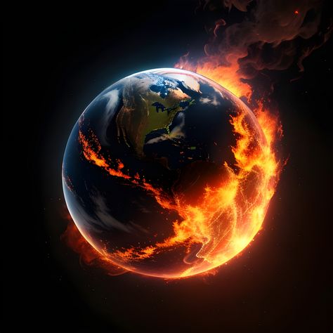 Earth Burning Drawing, World On Fire Aesthetic, Burning Earth Drawing, World On Fire Drawing, Aesthetic Earth Pictures, World On Fire Art, Future World Illustration, Pictures Of The Earth, Earth Burning