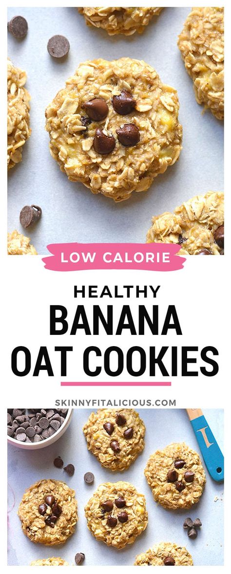 Cookies Low Calorie, Low Calorie Oatmeal, Healthy Oat Cookies, Low Calorie Sweets, Cookies Banana, Low Calorie Cookies, Cookies Banane, Low Calorie Baking, Low Cal Snacks