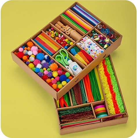 Amazon.com: Arts and Crafts Vault - 1000+ Piece Craft Kit Library in a Box for Kids Ages 4 5 6 7 8 9 10 11 & 12 Year Old Girls & Boys - Crafting Supply Set Kits - Gift Ideas for Preschool Kids Project Activity : Toys & Games Kids Craft Box, Arts And Crafts Kits, Crafts For Boys, Pipe Cleaners, Craft Kits For Kids, Art Activities For Kids, Create And Craft, Crafts For Girls, Craft Box