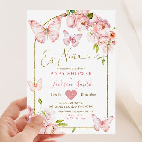 Mexican Invitations, Butterfly Baby Shower Invitations, Butterfly Invitations, Butterfly Girl, Baby Shower Invitaciones, Butterfly Baby Shower, Baby Shower Supplies, Butterfly Baby, Floral Butterfly