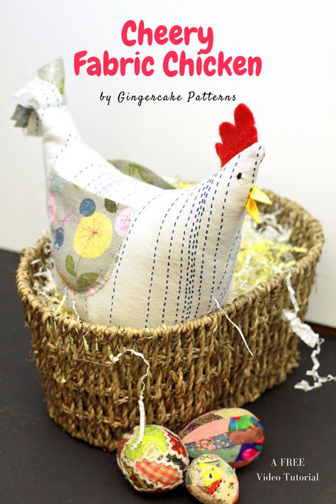 Cheery Fabric Chicken Tutorial Fabric Chicken, Sewing Animals, Cherry Fabric, Chicken Pillows, Chicken Crafts, Easter Chicken, Chicken Pattern, Cute Chicken, Fabric Sewing Patterns