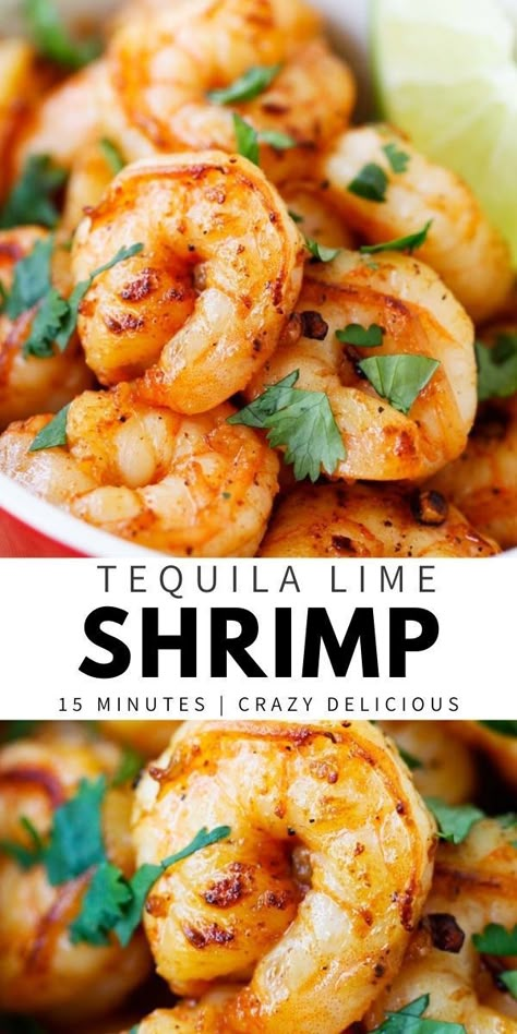 Tequila Shrimp Recipe, Tequila Lime Shrimp, Lime Shrimp Recipes, Cilantro Lime Shrimp, Grilled Shrimp Recipes, Lime Recipes, Lime Shrimp, Mexican Recipe, Shrimp Recipes For Dinner