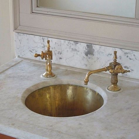 InsideFez - Etsy Canada Vintage Subway Tile, Unlacquered Brass Kitchen Faucet, Unlacquered Brass Faucet, Bar Sinks, Gold Bathroom Faucet, Marble Bathroom Designs, Bathroom Sink Ideas, Brass Bathroom Faucets, Black Kitchen Faucet