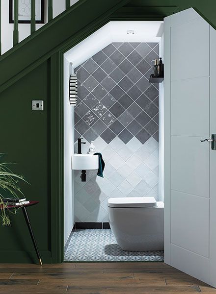 Small bathrooms: big ideas for pint-sized plots | Homes & Interiors Scotland Toilet Under Stairs, Under Stairs Toilet, Understairs Toilet, Beautiful Tile Bathroom, Room Under Stairs, Small Downstairs Toilet, Bathroom Under Stairs, تحت الدرج, Small Bathroom Remodel Designs