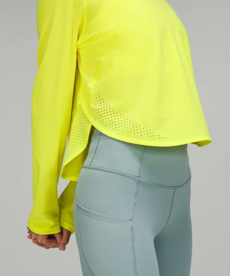 Lululemon Crew Neck UV Protection Running Long Sleeve Shirt - Electric Lemon - lulu fanatics Uv Clothing, Sports Wear Women, Running Short, Womens Long Sleeve Shirts, Sporty Outfits, Fashion Fits, Winter Fashion Outfits, Outdoor Outfit, Yoga Clothes