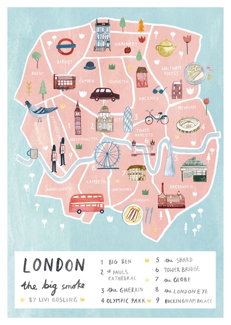 Mom And, Map Of London, London Baby, London Map, Animal Illustrations, City Map Poster, London Print, Ideas Birthday, Illustrated Map