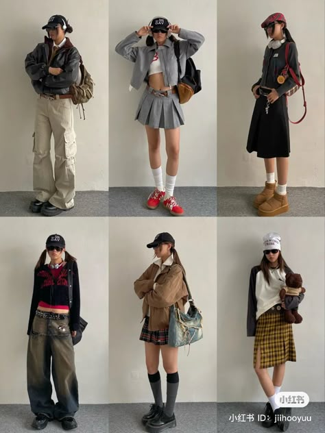 Fully credit to right owner Proportion Outfit, Layered Outfits Street Style, Layered Clothing Aesthetic, Layered Fashion Street Style, Layer Outfits Street Style, Winter Layering Outfits Street Style, Gen Z Outfit Ideas, Korean Outfits Street Styles, Y2k Fashion Winter