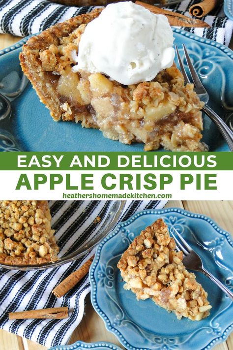 Apple Crisp Pie Recipe, Delicious Apple Crisp, Apple Crisp Pie, Apple Crisp Topping, Oatmeal Pie, Oatmeal Crisp, Apple Pie Oatmeal, Apple Pie Recipe Easy, Oatmeal Toppings