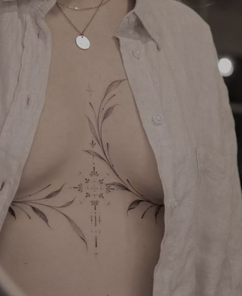 Underboob Tattoo Designs, Underboob Tattoo, Chest Tattoos For Women, Sternum Tattoo, Collar Bone Tattoo, Classy Tattoos, Discreet Tattoos, Subtle Tattoos, Elegant Tattoos