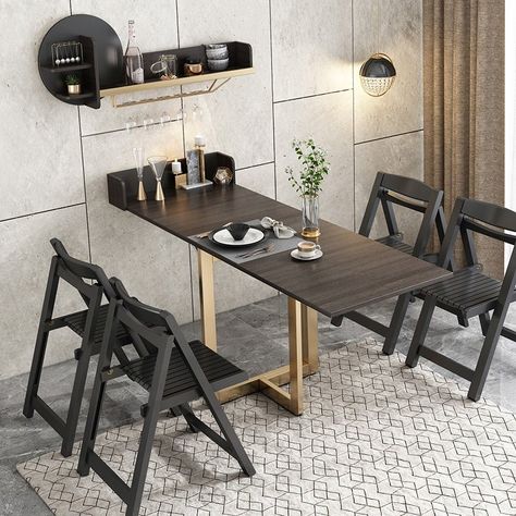 Space Saving Furniture Tiny Houses, Wall Mounted Dining Table, Wall Dining Table, Apartment Walls, Wall Mounted Table, Folding Dining Table, Folding Furniture, Small Dining Table, Table Shelves