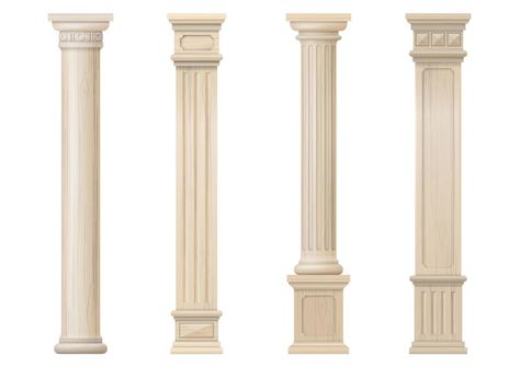 Columns Interior, Classic Column, House Front Door Design, Architectural Columns, Greek Columns, Wood Columns, Brick Arch, Classic Building, Light Colored Wood