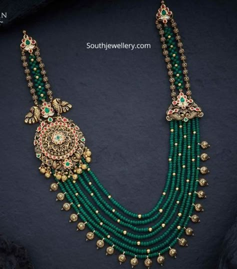 Jewellery Designs - Page 6 of 1595 - Latest Indian Jewellery Designs 2019 ~ 22 Carat Gold Jewellery one gram gold Emerald Beads Necklace, Ruby Jewelry Necklaces, Temple Jewelry Necklace, Gold Jewelry Simple Necklace, Pearl Necklace Designs, Gold Necklace Indian Bridal Jewelry, Beaded Necklace Designs, Antique Jewelry Indian, Bridal Jewelry Collection