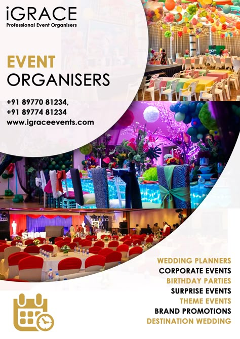 iGRACE professional is the best event management company in Visakhapatnam Event Management Company Poster Design, Event Posters Ideas, Wedding Event Management Poster Design, Events Business Card, Wedding Promotion Design, Event Management Creative Ads, Event Advertisement Poster, Event Planner Poster, Event Management Poster Design