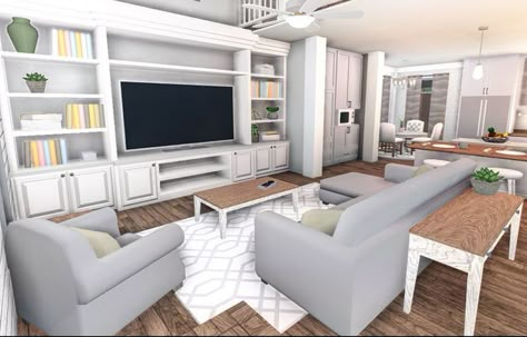 Bloxburg Rooms, Bloxburg Home Ideas, Roblox House Ideas, Bloxburg Interior, Modern Family House, Tiny House Bedroom, Blox Burg, Cute Living Room, Bloxburg Build Ideas