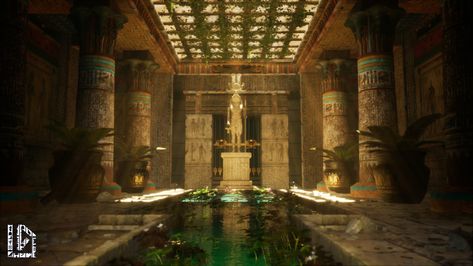 "Trap of Sobek, the crocodile god", Lorenzo Dominesco on ArtStation at https://www.artstation.com/artwork/YyW2K Fictional Character Names, Egyptian Ruins, Ancient Egypt Aesthetic, Egyptian Aesthetic, Ancient Egyptian Architecture, Minecraft Decoration, Egypt Concept Art, Egypt Aesthetic, Egyptian Temple