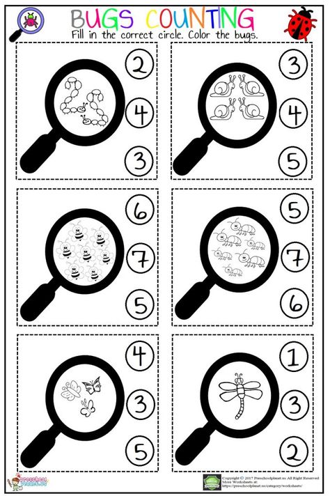 Counting Worksheet, Worksheet For Preschool, Spring Worksheet, Bug Activities, Insects Preschool, Bugs Preschool, Insect Activities, Insect Crafts, Insects Theme