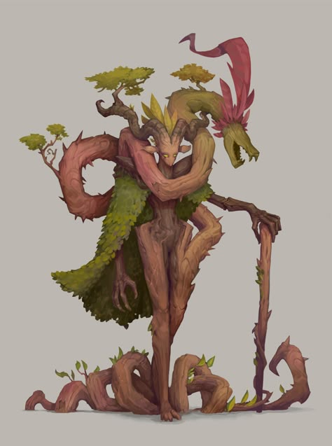 Tree Monster, Impostor Syndrome, Character Design Challenge, Humanoid Creatures, Forest Creatures, Monster Concept Art, Dungeons And Dragons Characters, Dnd Art, Fantasy Monster