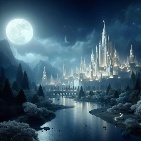 A "Moon Kingdom" is a mythical or imaginative realm often featured in folklore, fantasy, and science fiction. This kingdom is typically associated with the moon and is portrayed as a place of mystery and wonder. Moon Castle Fantasy Art, Moon Castle Aesthetic, Moon City Fantasy Art, Fantasy Ice Kingdom Aesthetic, Cloud Kingdom Aesthetic, Ice City Fantasy Art, Fantasy Realm Aesthetic, Moon Kingdom Aesthetic, Ice Kingdom Aesthetic