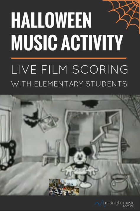 Halloween Live Film Scoring With Elementary Students Halloween Music Lessons, Halloween Music Activities, Music Activity, Music Class Ideas, Music Classroom Ideas, Middle School Music, Elementary Music Lessons, Music Lesson Plans, Music Classes