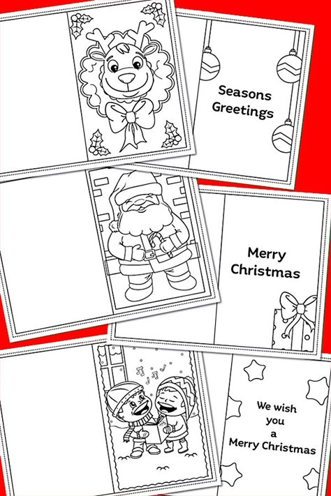 Christmas Cards Coloring Free Printable, Free Printable Christmas Cards For Kids, Christmas Card Coloring Free Printable, Printable Coloring Christmas Cards, Free Christmas Card Printables, Christmas Coloring Printables, Free Printable Christmas Cards, Christmas Colouring, Business Christmas Cards