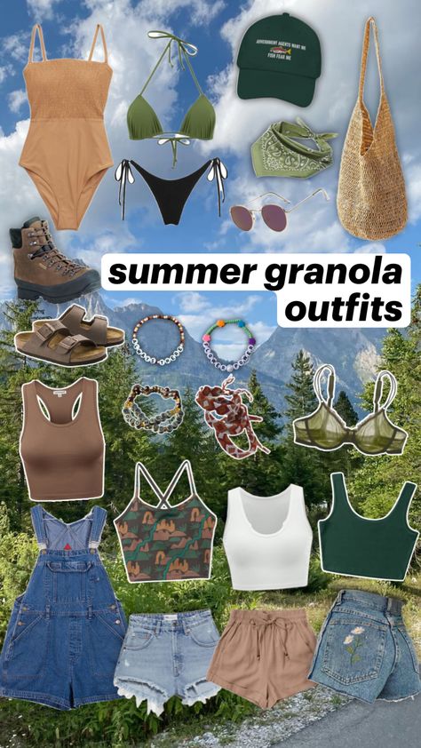 #outfitinspo #granolagirl #granola #summer Granola Girl Style Summer, Granola Style Outfits, Summer Granola Outfit, Granola Outfits Summer, Granola Summer Outfits, Granola Girl Summer Outfits, Summer Granola, Granola Summer, Summer Shuffles