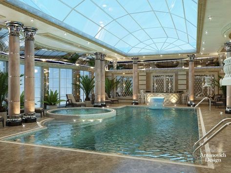 Swimming Pool Pictures, Indoor Swimming Pool Design, Indoor Pool Design, Piscina Interior, Backyard Layout, Luxury Swimming Pools, Indoor Swimming Pool, Indoor Pools, Luxury Pools