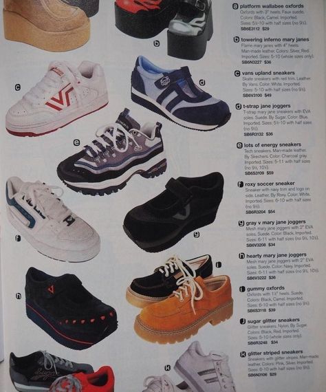 ⋆ on Twitter: "90s shoe trend… " 90s Clothing Brands, Alloy Catalog, Techno Aesthetic, 90s Shoes, 90s Stuff, 90s Clothing, Vintage Thrift, 90's Fashion, 1990s Fashion