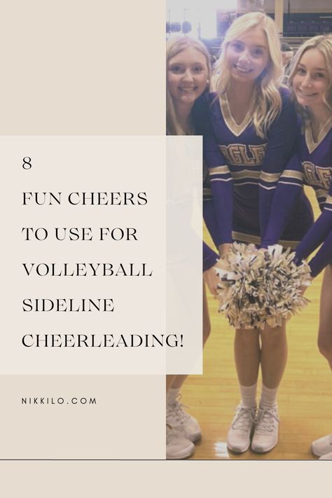 8 Fun Cheers To Use For Volleyball Sideline Cheerleading! (With Videos & Choreography) — Nikki Lo Cheers For Cheerleading, Cheers For Volleyball, Volley Ball Cheers, Volleyball Cheers And Chants, Volleyball Kill Cheers, Cheer Team Huddle Chants, Volleyball Chants, How To Coach Peewee Cheerleading, Volleyball Cheers And Chants Video