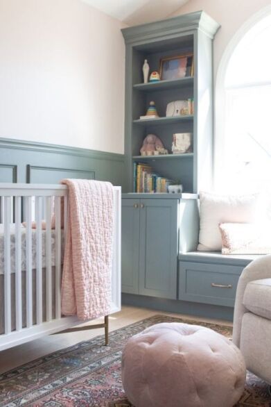 baby girl nursery ideas (5) Blue And White Girl Nursery, Blue Girl Nursery Ideas, Baby Girl Blue Nursery, Girl Nursery Wall Color, Blue Girls Nursery, Beadboard Nursery, Girl Nursery Blue, Blue Girl Nursery, Green Nursery Girl