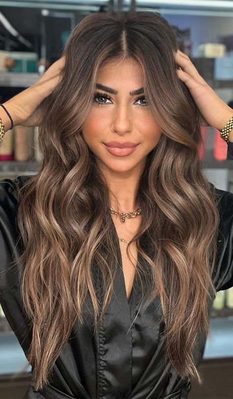 Caramel Beige Balayage, Beige Balayage, Baylage Hair, Rambut Brunette, Beige Hair, Black Hair Balayage, Brown Hair Looks, Bronde Balayage, Brown Hair Inspo