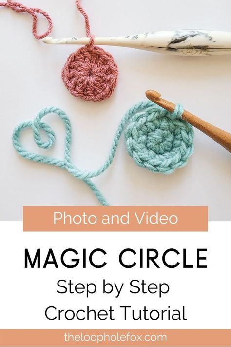 If you've been left frustrated by the crochet magic circle, you're not alone. This crochet technique can be difficult to master! I've created a photo and video magic circle crochet tutorial to help you through. In both the video and photo tutorial, I teach you now only how to create the magic ring, but also the stitch anatomy - so you can understand this awesome crochet technique and move forward crocheting with confidence. Magic Circle Crochet Tutorial, Circle Crochet Tutorial, Crochet A Magic Circle, Magic Loop Crochet, Magic Circle Crochet, Crochet Circle Pattern, Magic Ring Crochet, Circle Crochet, Awesome Crochet