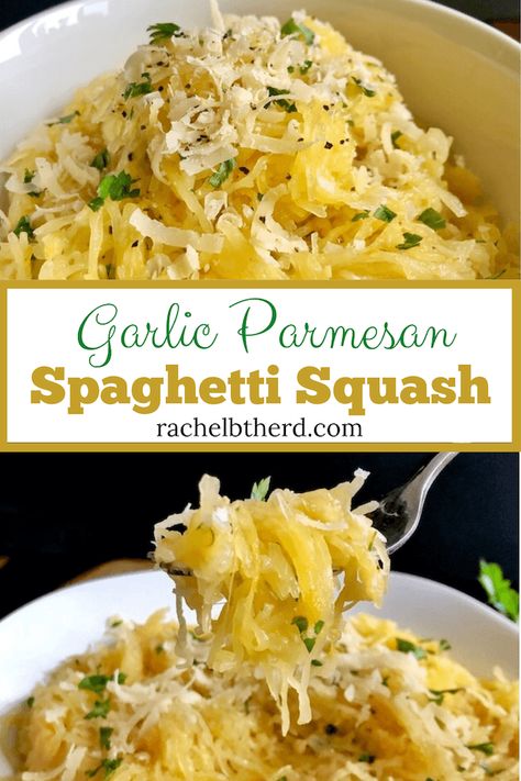 This garlic parmesan spaghetti squash is a simple recipe that’s healthy and low-carb. Roasted spaghetti squash is tossed in garlicky butter with ground black pepper and fresh parmesan cheese. It’s a simple side dish to compliment any protein! #spaghettisquash #easyrecipe #fallrecipe #squashrecipe #easysidedish #vegetablesides #lowcarb #vegetarian Spaghetti Squash Garlic Noodles, Spaghetti Squash With Steak Recipes, Speghitti Squash Recipes, Cheesy Garlic Spaghetti Squash, Spaghetti Squash With Parmesan Cheese, Seasoned Spaghetti Squash, Spaghetti Squash And Asparagus Recipes, Garlic Chicken Spaghetti Squash, Ww Spaghetti Squash Recipes With Points