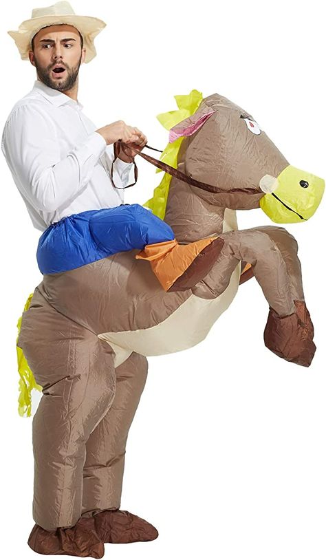 Cowboy Riding Horse, Horse Halloween Costumes, Horse Halloween, Horse Costume, Batman Cosplay, Cowboy Costume, Horse Costumes, Up Costume, Inflatable Costumes