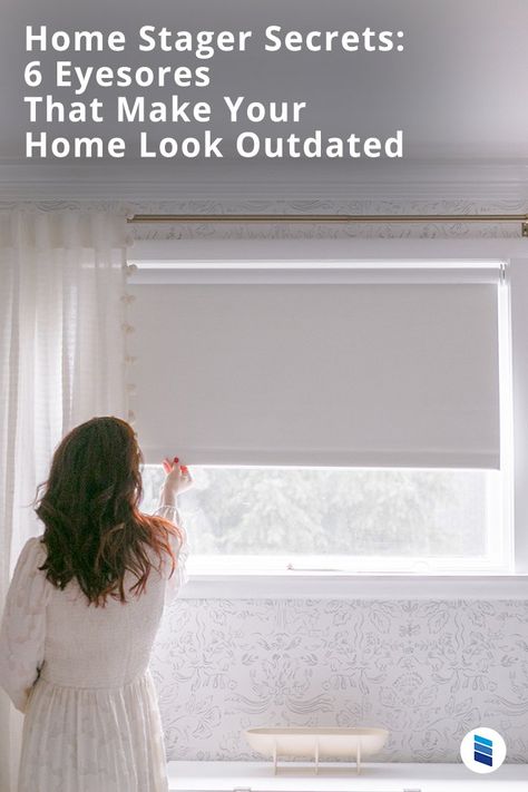 Don't live with regrets. Give your home the updates it deserves now and ditch outdated decor that you've grown accustomed to. We asked home stagers to share easy home upgrades that make your space look up to date. Plus, if you do decide to sell, these changes will give your resale value a big boost! Living Room Roller Blinds, Roller Shades Bedroom, Roller Shades Living Room, Large Window Coverings, Large Window Treatments, Shades Living Room, Roller Blinds Bedroom, White Roller Blinds, Kitchen Window Coverings