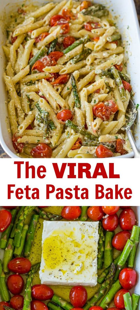 Creamy Baked Feta Pasta Natasha, Baked Feta Pasta With Veggies, Oven Baked Feta Pasta, Feta Pasta With Veggies, Oven Baked Pasta Recipes Healthy, Pasta And Feta Recipes, Vegetarian Recipes Dinner Pasta, Oven Baked Pastas, Baked Vegetarian Pasta Recipes