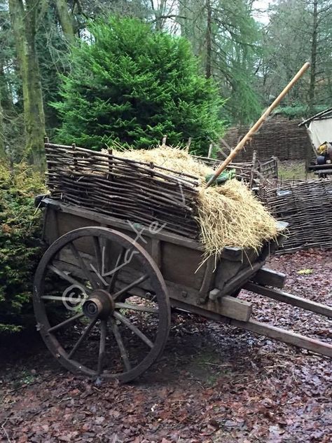 Medieval Wagons And Carts, Primitive Garden Ideas, Farm Scene Painting, Hay Wagon, New Patio Ideas, Scifi Environment, Agricultural Tools, Horse Cart, Giant Pumpkin