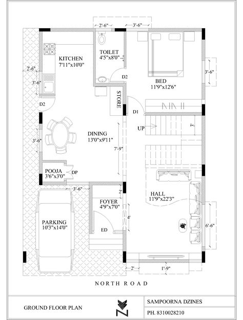 30x40 North Facing Duplex Ground Floor House Plan G+1 with one car parking Parking Plus 2 Floor Elevation, G+1 House Plan, 30 X 40 Duplex House Plans, Duplexes House Plans, North Facing House Plan Vastu 30x40, First Floor House Design Layout, Ground Floor Parking First Floor House, 30 40 Duplex House Plans North Facing, 40 40 North Facing House Plans